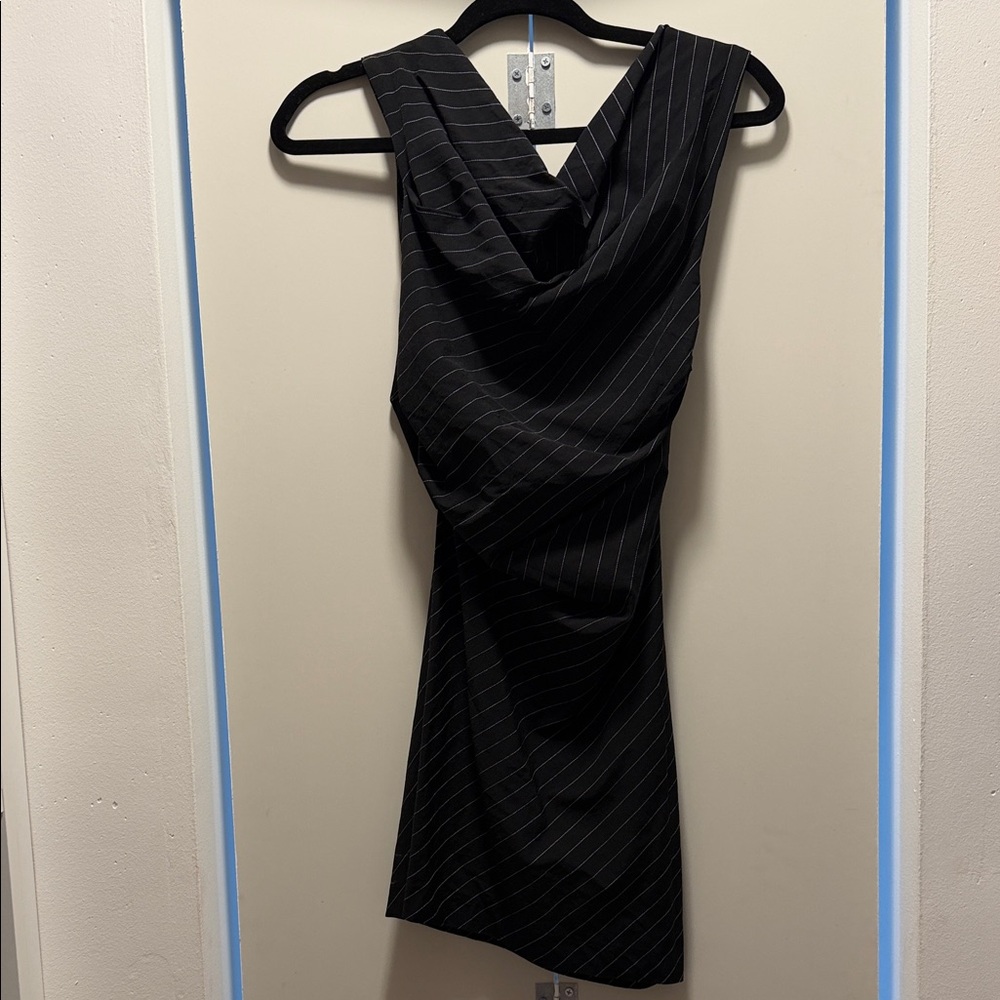 Elegant Black Pinstripe Dress